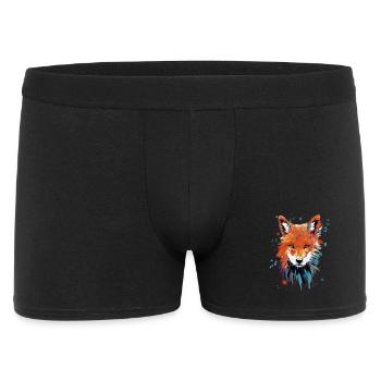 Fox Watercolor - Männer Boxer Shorts - Schwarz - Vorne