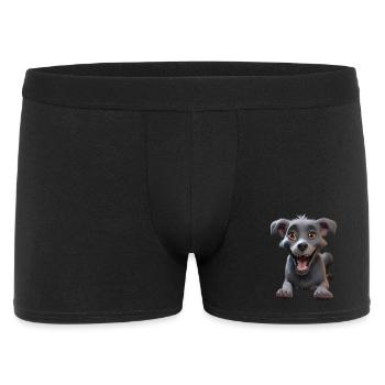 Grinning Grey Pup Adventure - Men's Boxer Shorts - black - Front