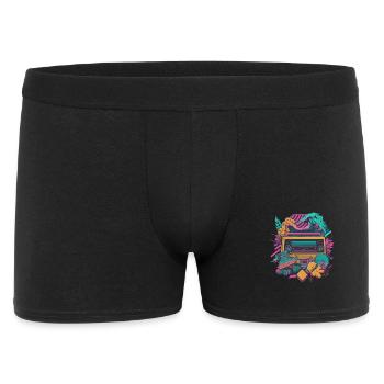 Retro cassette player with a psychedelic nature - Men's Boxer Shorts - black - Front