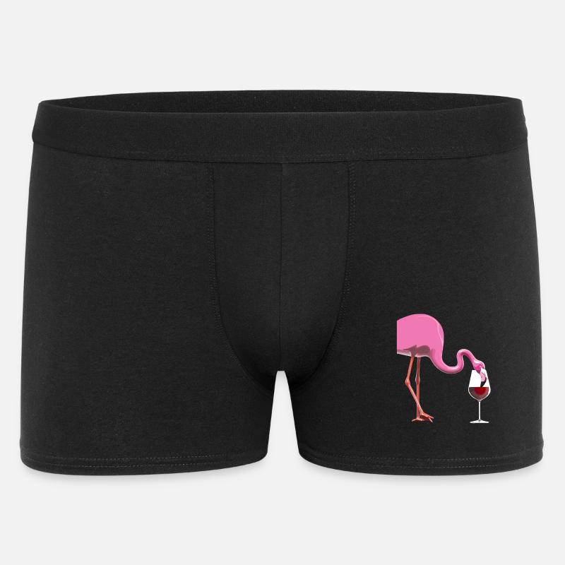 Flamingo mit Weinglas - Männer Boxer Shorts - Schwarz