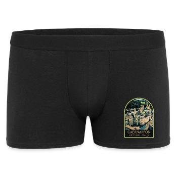 Illustration Caernarfon Castle, Wales, Vereinigtes Königreich - Männer Boxer Shorts - Schwarz - Vorne