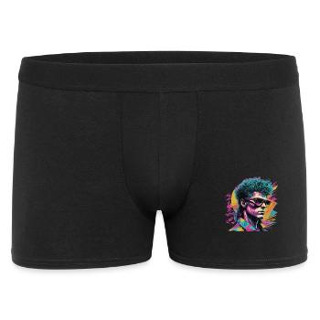 Retro Pop Art Portrait auf buntem Hintergrund - Männer Boxer Shorts - Schwarz - Vorne