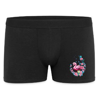 Flamant rose élégant avec des fleurs tropicales. - Boxer Homme - noir - Devant