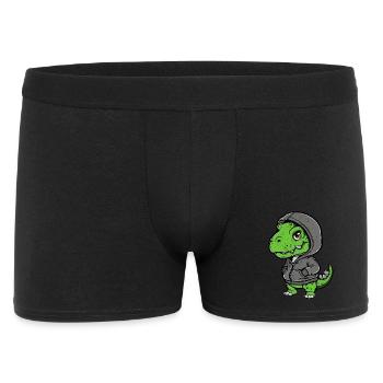 Süßer Dino im Hoodie | Kawaii T-Rex - Männer Boxer Shorts - Schwarz - Vorne