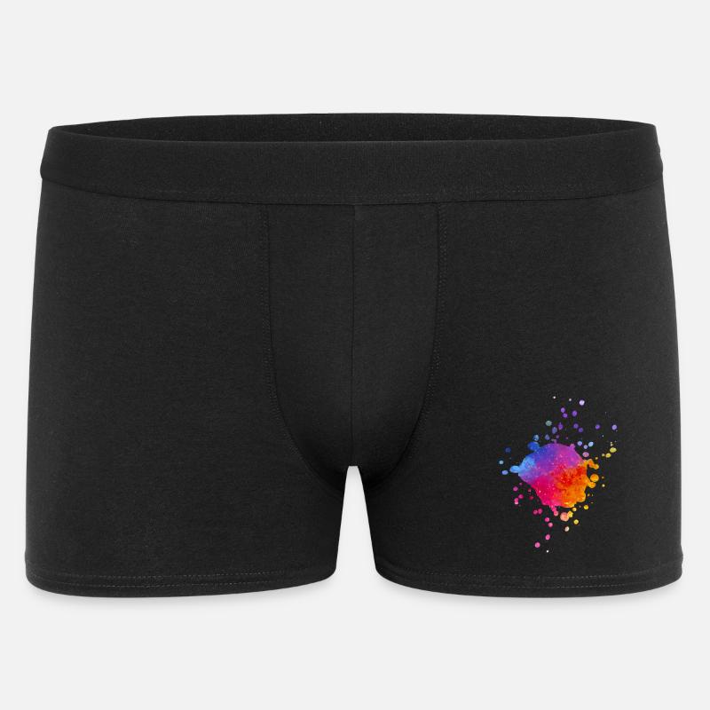 Bunte Farbspritzer - Farbverlauf Aquarell - Männer Boxer Shorts - Schwarz