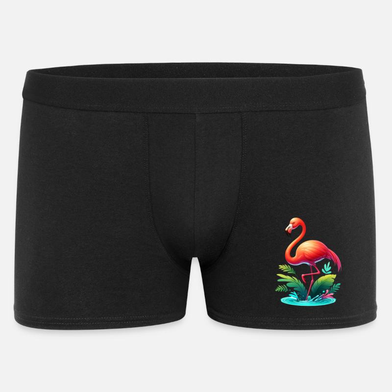 Flamingo - Männer Boxer Shorts - Schwarz
