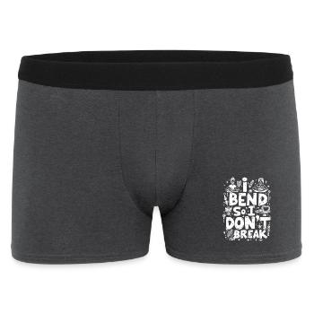 JE PLIE POUR NE PAS CASSER, CITATION AMUSANTE DE YOGA - Boxer Homme - charbon - Devant