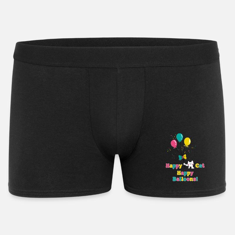 Happy Cat Happy Ballons - Männer Boxer Shorts - Schwarz