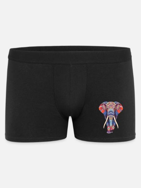 Elephant mandala walking frontally in colorful look - Men's Boxer Shorts - black