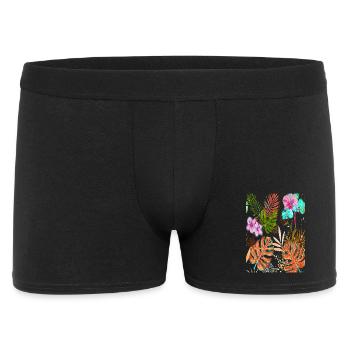 Exotic Monstera Tropical Pattern with Flowers - Men's Boxer Shorts - black - Front