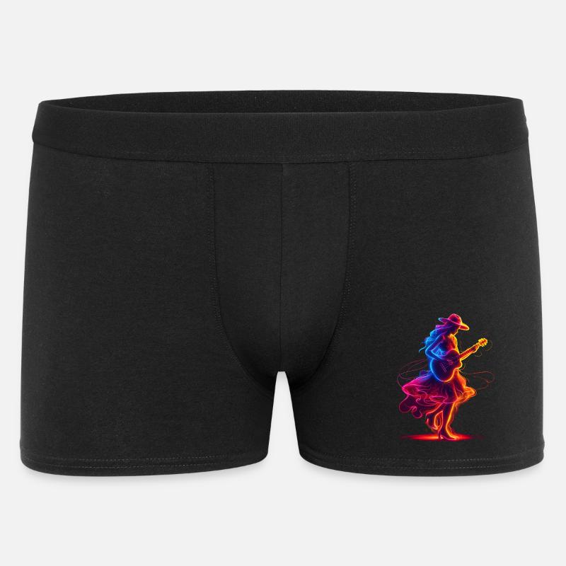 Gitarrist Mädchen Synthwave - Männer Boxer Shorts - Schwarz