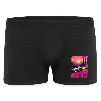 Neon City Car Chase Illustration - Men's Boxer Shorts - black - Front