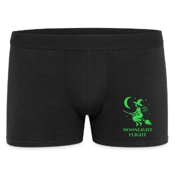 Hexe fliegt bei Mondlicht durch die Nacht - Männer Boxer Shorts - Schwarz - Vorne
