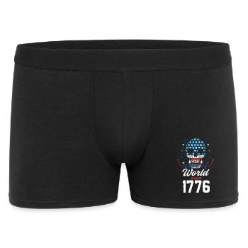 Crâne avec drapeau américain et histoire - Boxer Homme - noir - Devant