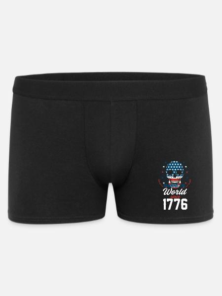 American flag skull with history - Men's Boxer Shorts - black