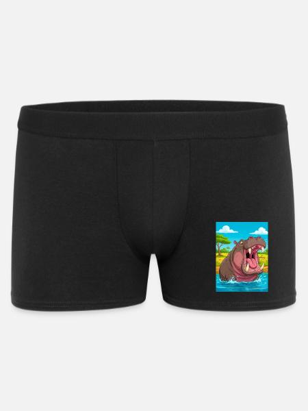 Hippopotamus – deadly aggressive mammal in African - Men's Boxer Shorts - black