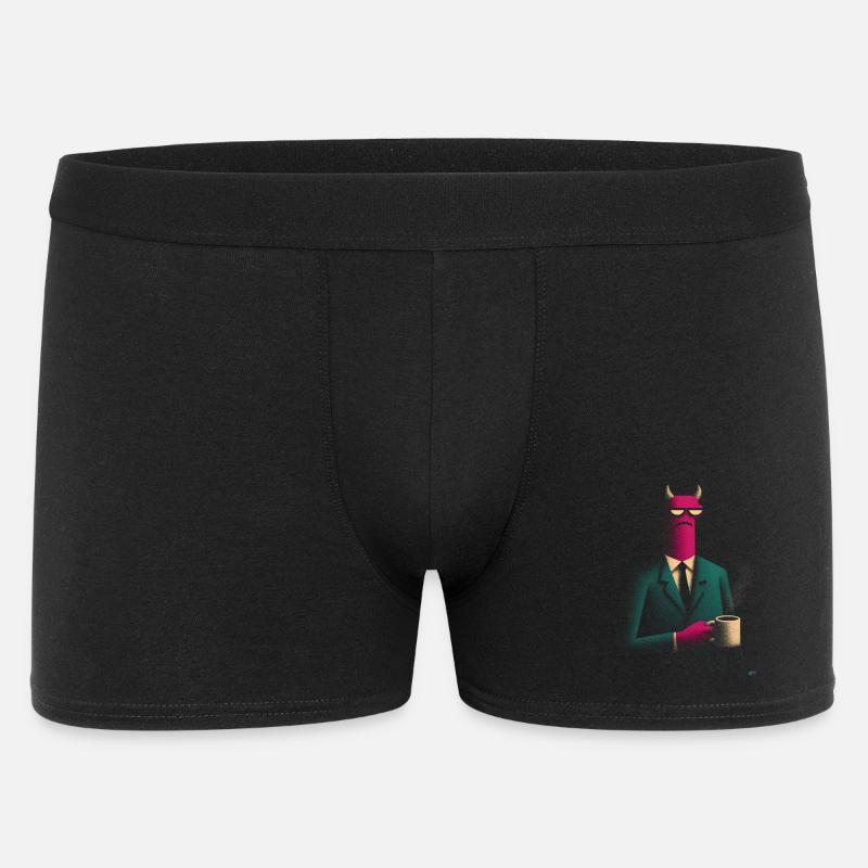 Dämon im Anzug mit Kaffee - Männer Boxer Shorts - Schwarz