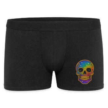 Regenbogen Glitzer Totenkopf Halloween - Männer Boxer Shorts - Schwarz - Vorne