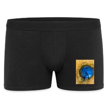 Blaue Qualle mit Reflexion auf Sand "Ich und mein Yelly - Männer Boxer Shorts - Schwarz - Vorne