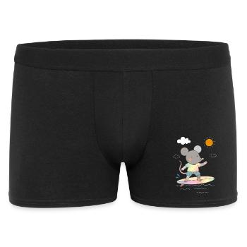 Surfing mouse on colorful surfboard under the sun - Men's Boxer Shorts - black - Front