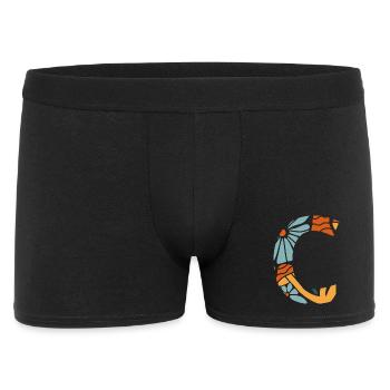 Buchstabe c groovy Blumen Geschenkidee - Männer Boxer Shorts - Schwarz - Vorne