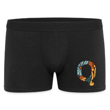 Buchstabe q Blumen groovy Geschenkidee - Männer Boxer Shorts - Schwarz - Vorne