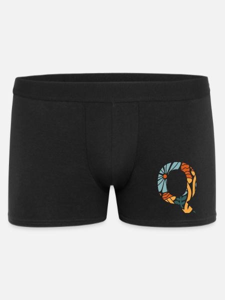 Letter q flowers groovy gift idea - Men's Boxer Shorts - black