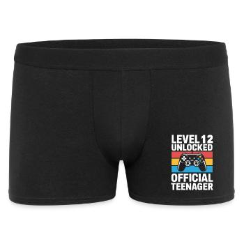 Level 12 Entsperrter offizieller Teenager - Männer Boxer Shorts - Schwarz - Vorne