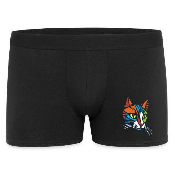 Stammes-Mosaik-Katze - Männer Boxer Shorts - Schwarz - Vorne