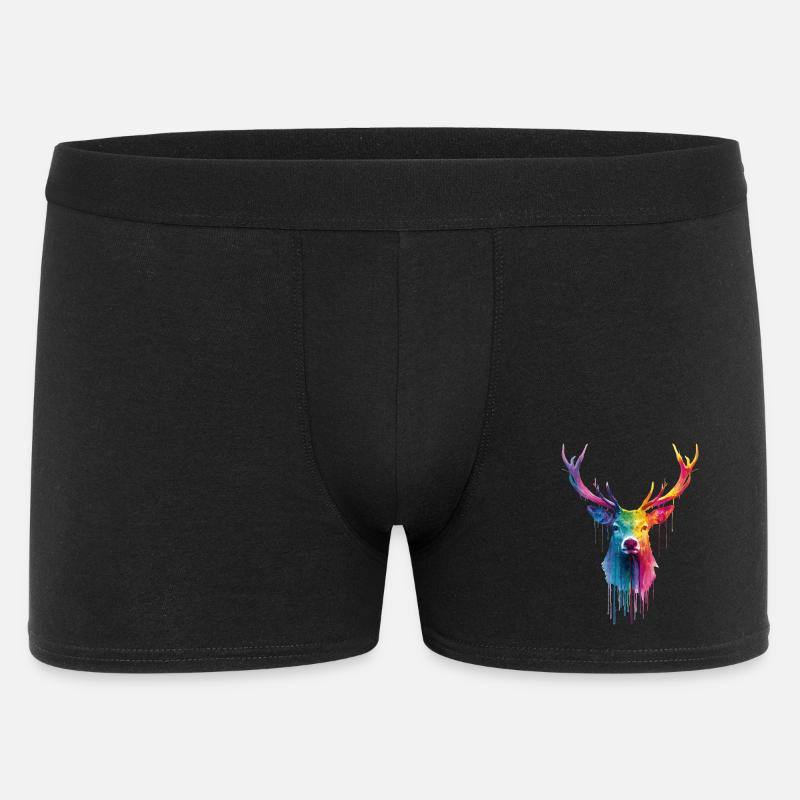 Hirsch Reh Geweih - Männer Boxer Shorts - Schwarz