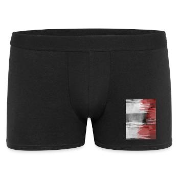 Bande rouge en brosse sur fond gris - Boxer Homme - noir - Devant