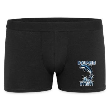 Vintagischer Delfinart-Delfin-Humor - Männer Boxer Shorts - Schwarz - Vorne