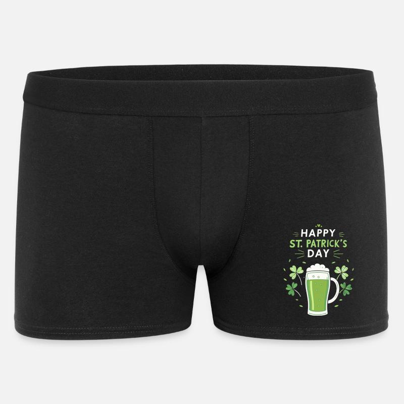 Verre vert Saint-Patrick et trèfles - Boxer Homme - noir
