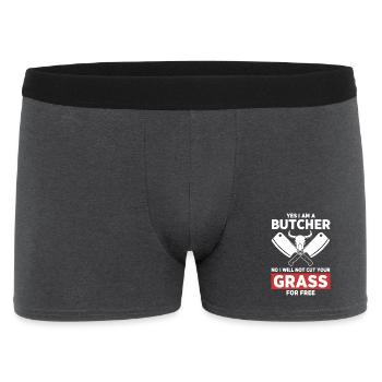 Humour Boucher Coupe Pas Herbe - Boxer Homme - charbon - Devant