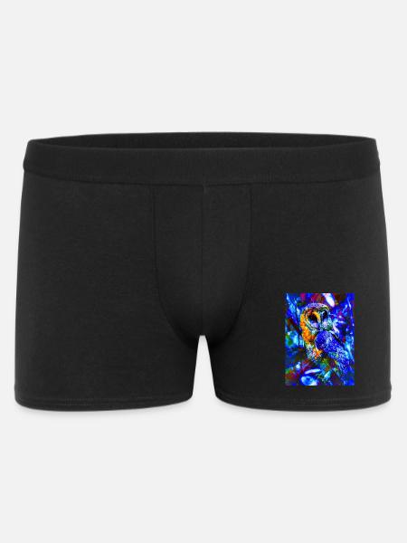 Neon Owl in Psychedelic Light - Men's Boxer Shorts - black