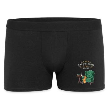Lese-Humor-Zitat-Tag, der mit Lesen verbracht wird - Männer Boxer Shorts - Schwarz - Vorne