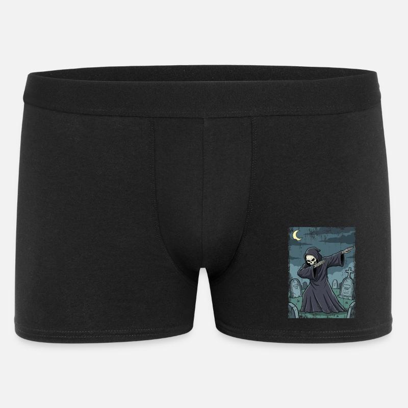 Grim Reaper im nächtlichen Friedhof - Männer Boxer Shorts - Schwarz