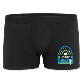 10 Jahre Rugby Jubiläum Rugbyspieler Jubi - Männer Boxer Shorts - Schwarz - Vorne