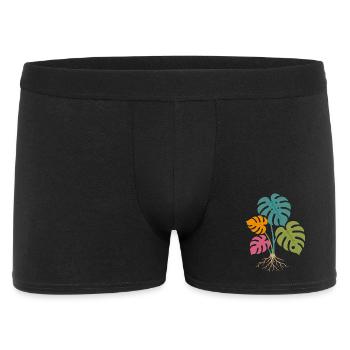 Feuilles de monstera colorées aux racines tropicales - Boxer Homme - noir - Devant