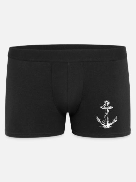 Anker-Silhouette auf schwarzer Leinwand - Männer Boxer Shorts - Schwarz
