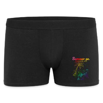 Summer on. Sarcasm off. Regenebogen. - Männer Boxer Shorts - Schwarz - Vorne