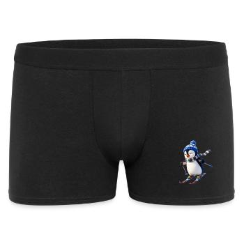 Skipinguin mit Wintermütze - Männer Boxer Shorts - Schwarz - Vorne