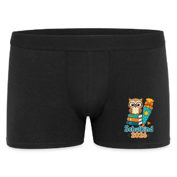 Schulkind 2026 Eule Einschulung - Männer Boxer Shorts - Schwarz - Vorne