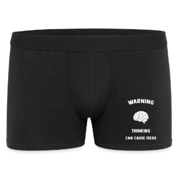 Gedankenwarnung: Ideen entstehen - Männer Boxer Shorts - Schwarz - Vorne