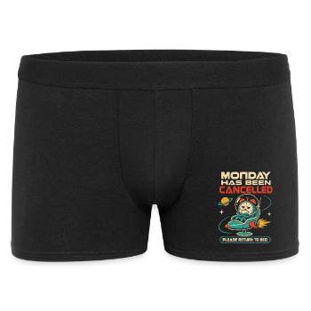 Montag wurde abgesagt – Zurück ins Bett - Männer Boxer Shorts - Schwarz - Vorne