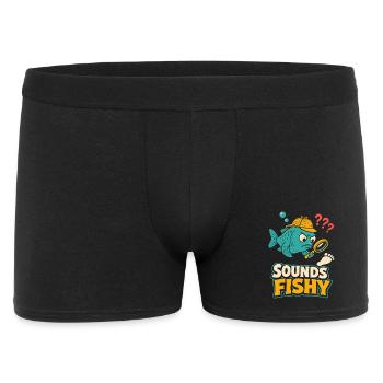 Sounds Fishy Detektivfisch - Männer Boxer Shorts - Schwarz - Vorne