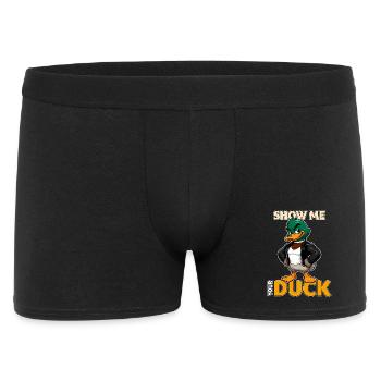 Zeig mir deine Ente lustiges Stockenten-Wortspiel - Männer Boxer Shorts - Schwarz - Vorne