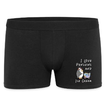 J’aime les pingouins et la crème glacée - Bande dessinée de crème glacée pingouin - Boxer Homme - noir - Devant