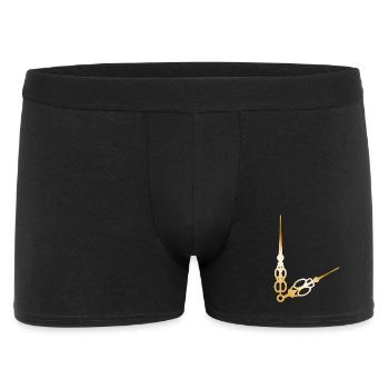 aiguilles d'horloge grandes et petites dorées - Boxer Homme - noir - Devant