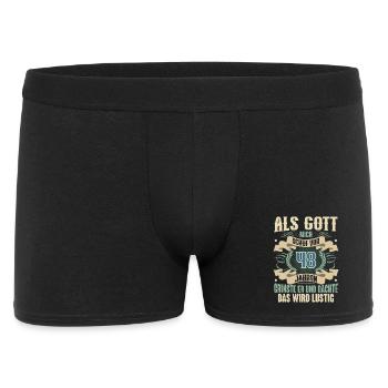 48. Geburtstag Als Gott Mich Schuf Vor - Männer Boxer Shorts - Schwarz - Vorne
